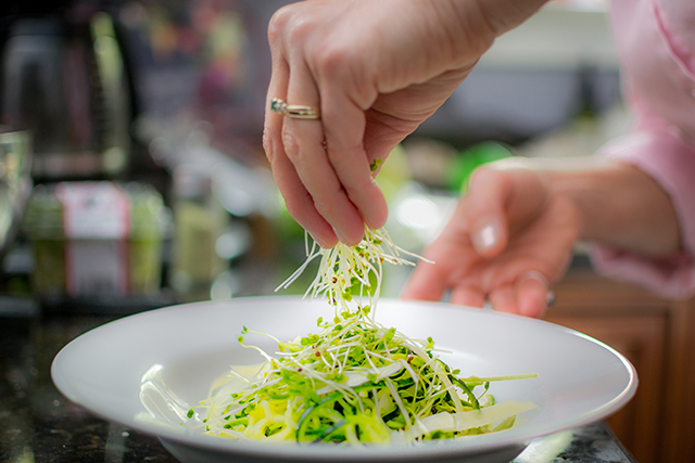 photo of Cathy making a salad