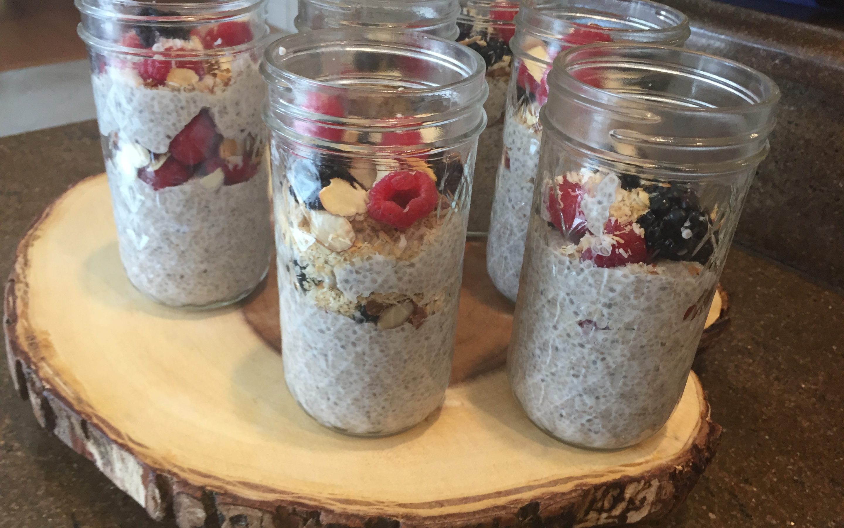 chia hemp snack cups in jars