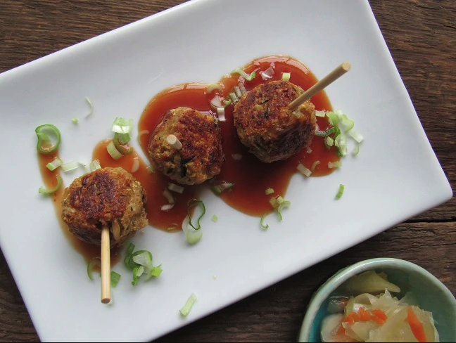 Sweet & Sour Cauliflower “Meatballs” with Kimchi