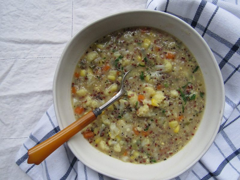 photo of cauliflower quinoa chowder