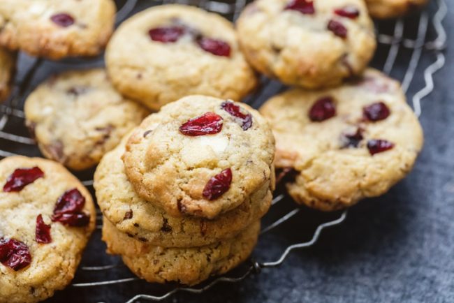 a plate of Cranberry ginger cookies