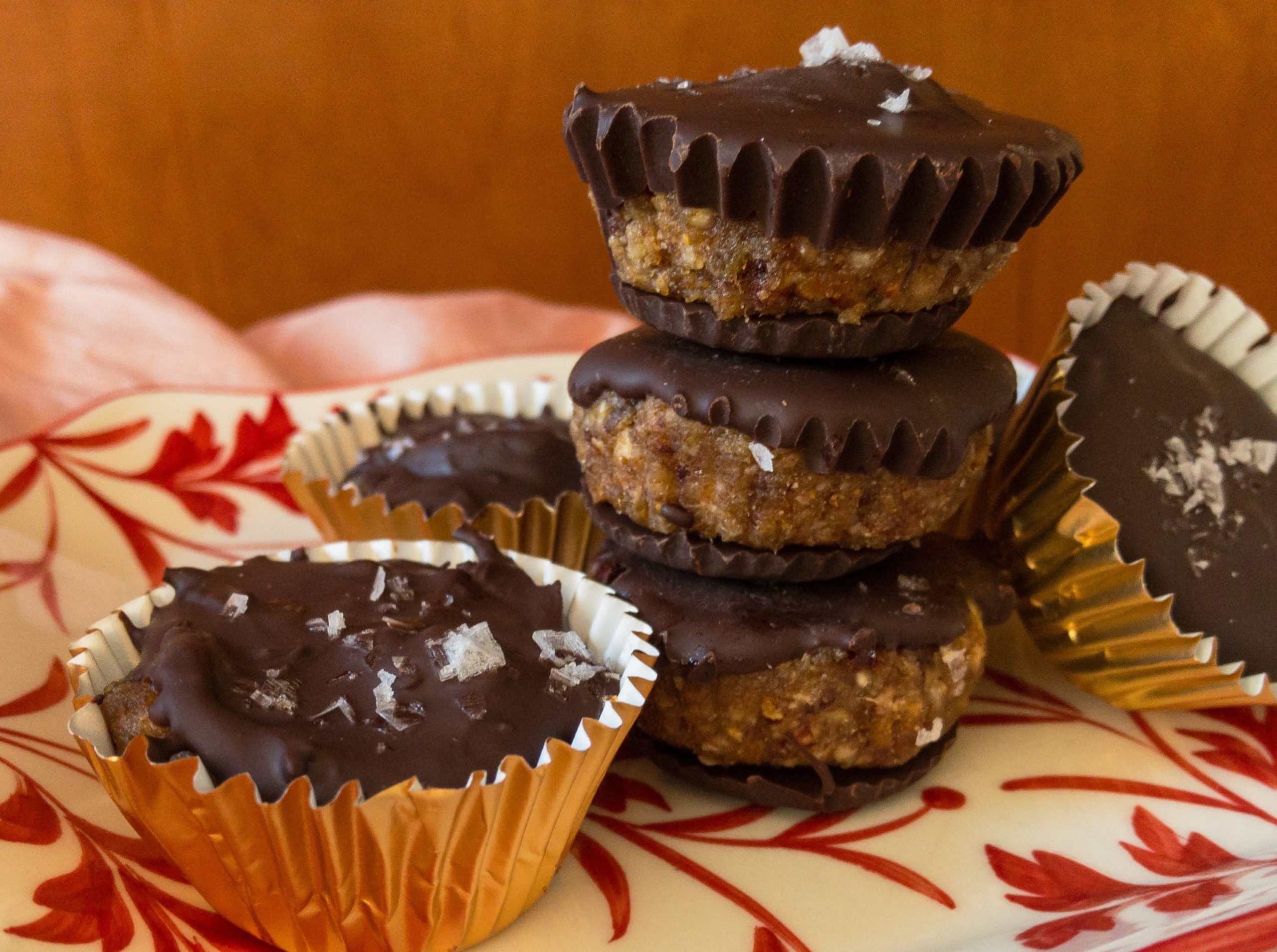 salted chocolate nut cups with chocolate